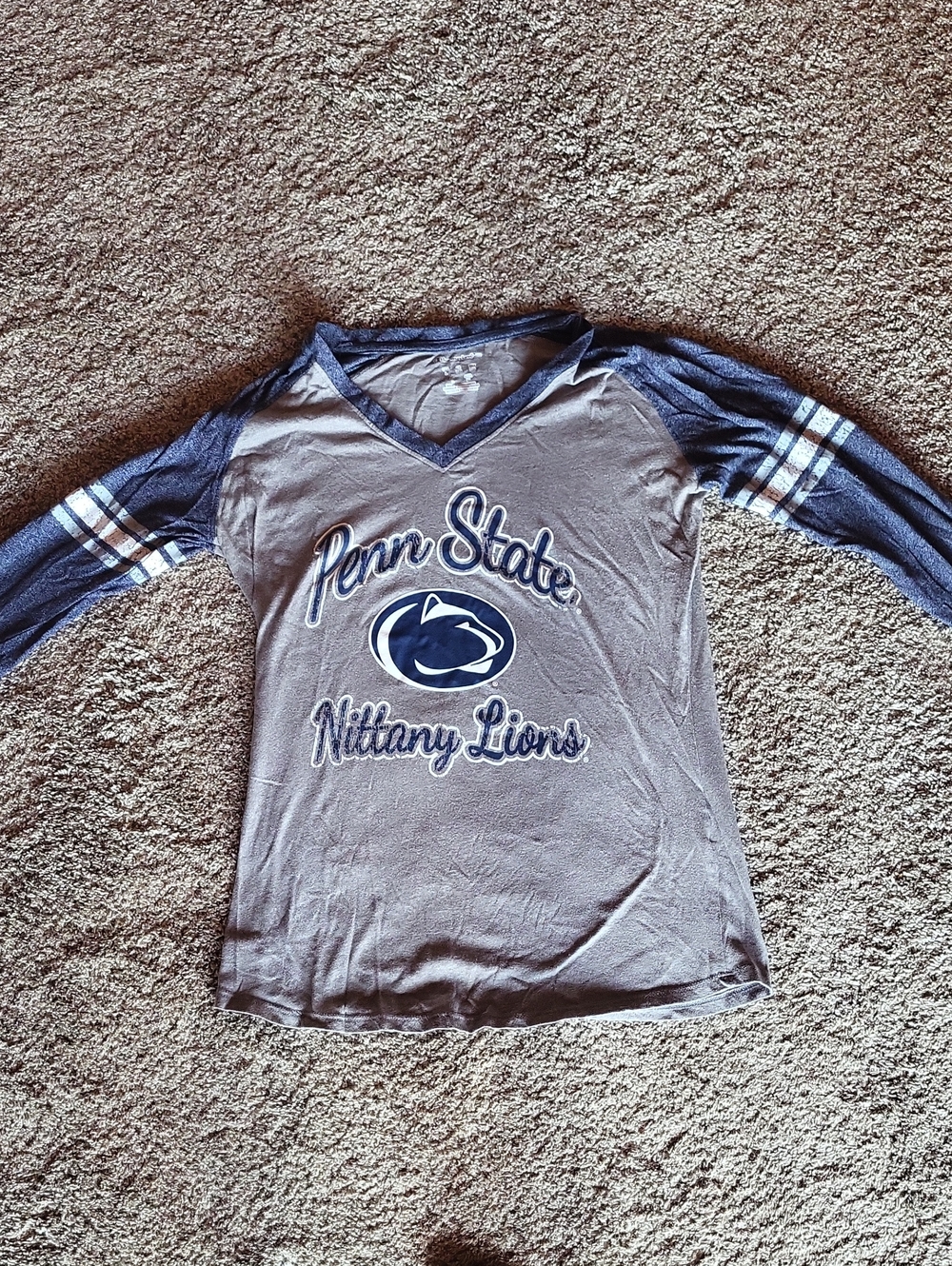 Champion Penn State Nittany Lions Long-Sleeve V-Neck Shirt - Gray & Navy